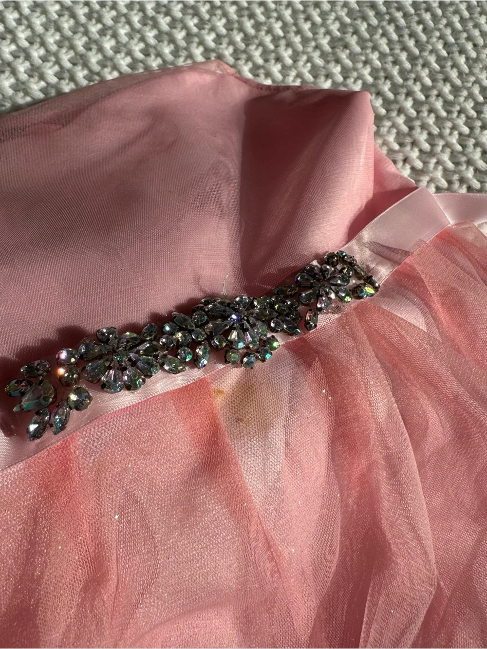 Rare Editions Pink and Coral Layered Tulle Formal Dress